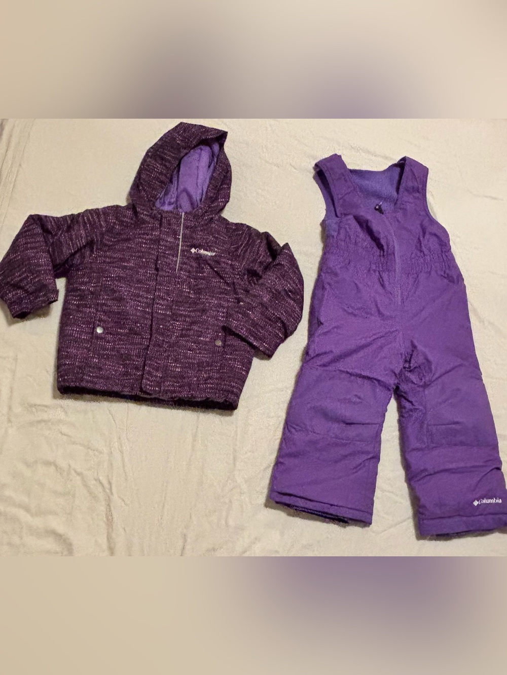 Columbia Purple Girls Ski Jacket and Snow Bibs Set